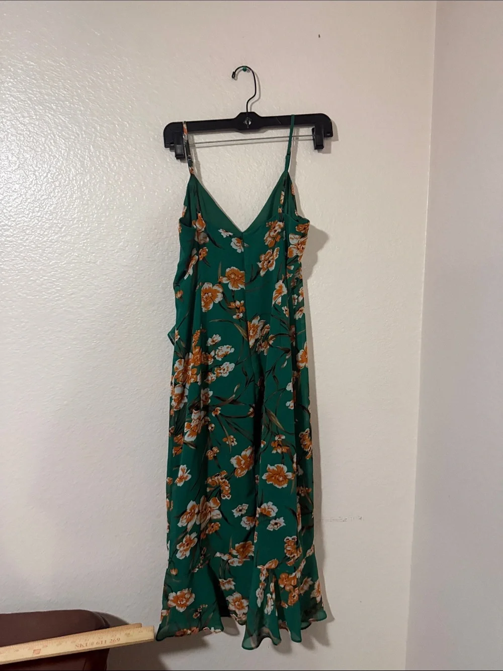 Bardot revolve malika Green Floral Slip midi faux wrap Dress Bloom Print Sz S